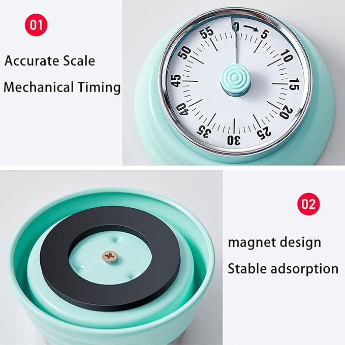 Elegant Stainless Steel Vintage Kitchen Timer with Magnetic Attachment - 60-Minute Countdown & Audible Alarm, Perfect for Cooking, Office Tasks, and Study Sessions (01-Purple)
