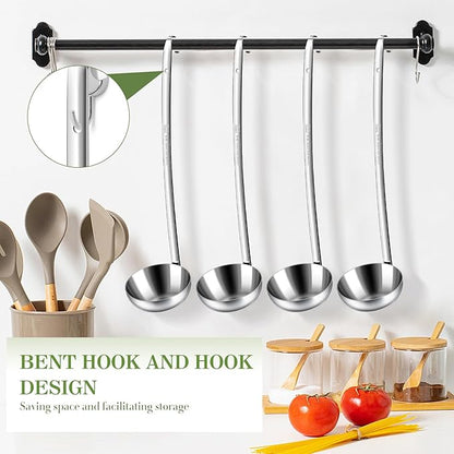 8pcs Stainless Steel Ladle 8 Oz Soup Ladle 14" long Spoon Heavy-Duty Metal Spoon Sets big spoons for cooking Serving Soups, Gravy, Portioning, Stirring - Image 5