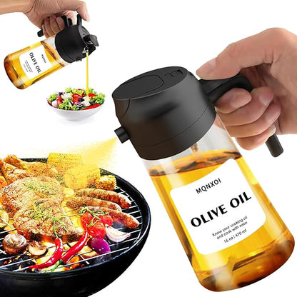 mqnxoi 2 in 1 Glass Oil Sprayer & Dispenser,16oz/470ml Olive Cooking, Air Fryer, and Salad, for Kitchen Gadgets and Air Fryer Accessories, w/Stickers (Black + White Bottle 2) - Image 9