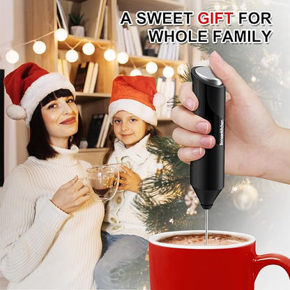 Bonsenkitchen Powerful Milk Frother for Coffee, Fast Handheld Drink Mixer with Stainless Steel Whisk, Battery Operated Hand Frother Stirrer Wand-Black - Image 7