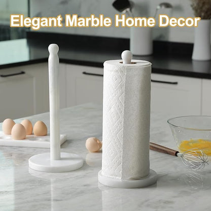Koville Natural Marble Paper Towel Holder Countertop, 6“ Genuine Stone Paper Towel Holder Stand for Kitchen Storage, for Standard Rolls(Namib Fantasy) - Image 7