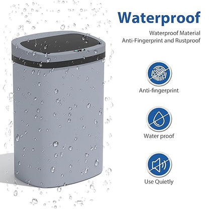 13 Gallon/50 L Kitchen Trash Can with Lid, Garbage Can with Touch-Free Lid, Cute Automatic Trash Can Bathroom Trash Bin, Motion Sensor Waterproof Trash Bin