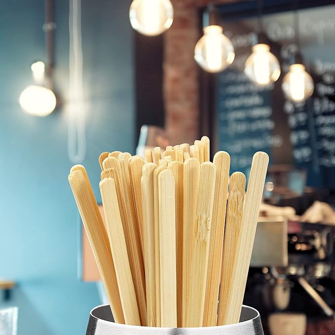 100pcs Bamboo Coffee Stirrers Individually Wrapped, 5.5 Inch Disposable Wood Swizzle Stick Beverage Mixer, Eco Friendly Long Wood Stir Sticks for Mixing Cocktail Hot Chocolate Drinking Tea - Image 7