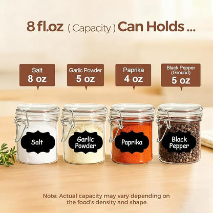 ComSaf 8oz Glass Jars with Airtight Lids (Value Pack of 12), Bulk Cylindrical Jelly Jars for Complete Pantry Organization, 240ml Small Canisters for Sourdough Discard, Spices, Crafts & More - Image 3