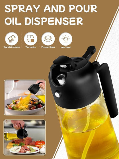 Kitchen Gadgets Oil Sprayer for Cooking 2pcs,Oil Dispenser for Kitchen,2 in 1 Oil Dispenser and Oil Sprayer,16oz Olive Oil Dispenser Bottle for Air Fryer,Salad, Grill (Black Kitchen Accessories) - Image 2