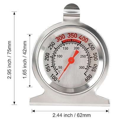 CloudHand Oven Thermometer 50-300°C/100-600°F Electric/Gas Oven Temperature Gauge Baking Thermometer Stainless Steel Instant Read Thermometer for Cooking