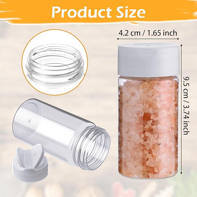 Mimorou 40 Pack Plastic Spice Jar with Shaker Lids Seasoning Containers 3.5 oz Plastic Spice Container with Lids Seasoning Jars for Kitchen Storing Powder (White)