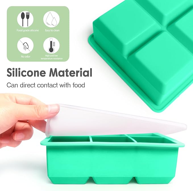 Excnorm Silicone Ice Cube Trays 3 Pack - Large Size Silicone Ice Cube Molds with Leak Proof Removable Lid Square Ice Cube Tray And BPA Free for Cocktail,Whiskey, Stackable Flexible Ice - Image 5