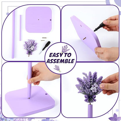 Leinuosen Lavender Paper Towel Holder Farmhouse Lavender Flower Wooden Paper Towel Holder Purple Cute Bathroom Countertop Accessories Kitchen Roll Stand Organizer Apartment Decor Housewarming Gift