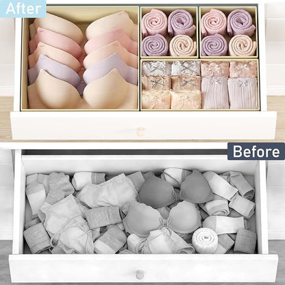 DIMJ Drawer Organizer Clothes, 28 Pack Dresser Organizer, Foldable Closet Organizers and Storage, Fabric Dresser Bins, Drawer Dividers for Nursery, Baby Clothes, Underwears, Sock,Beige - Image 6