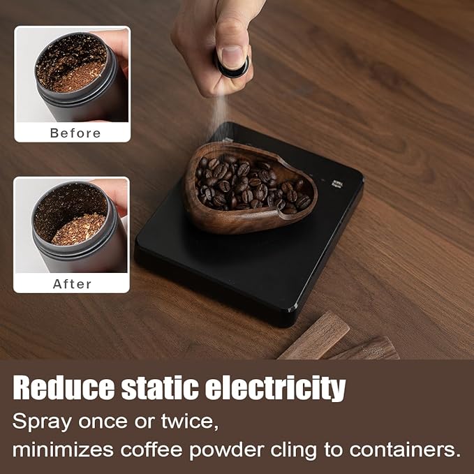 Coffee Bean Dosing Cup & RDT Spray Bottle Set - Walnut Wood Espresso Accessories Kit with Static Reduction Spray, Measuring Tray for Coffee/Tea ﻿ - Image 6