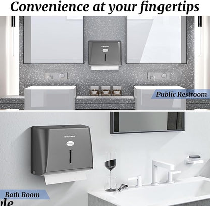 Paper Towel Dispenser Wall Mount - Adhesive Hand Towel Dispenser for Bathroom, Multi-fold/Trifold/Z Fold, 210 Sheets Large Capacity for Compact Home, Apartment & RV - Image 4