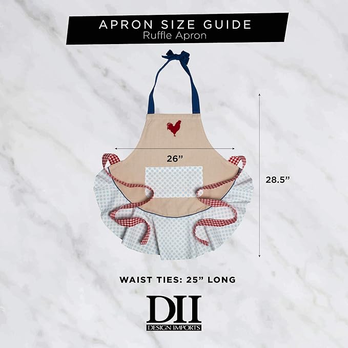 DII Women's Spring & Summer Apron Collection Adjustable, Two Large Pockets & Extra Long Ties, One Size Fits Most