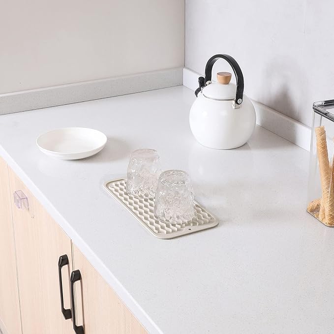 MicoYang Silicone Dish Drying Mat for Multiple Usage,Easy clean,Eco-friendly,Heat-resistant Silicone Mat for Kitchen Counter or Sink,Refrigerator or Drawer Liner Tapioca S 12 inches x 6 inches - Image 7