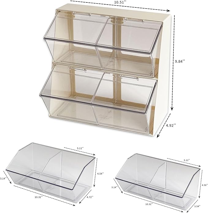 Large Coffee and Tea Organizer with Lid, Plastic Creamer Holder for Coffee Bar, Coffee Accessories Storage Box for K Cups, Coffee Pod, Sugar Bags, Drinking Straw (White) - Image 2