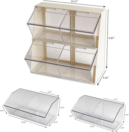 Large Coffee and Tea Organizer with Lid, Plastic Creamer Holder for Coffee Bar, Coffee Accessories Storage Box for K Cups, Coffee Pod, Sugar Bags, Drinking Straw (White) - Image 2