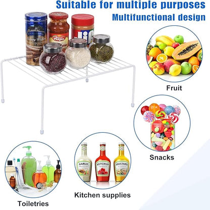 Medium (13.1 x 10.2 Inch) Cabinet Storage Shelf Rack, 6 Shelves, Kitchen Counter and Cabinet Shelf, Storage Rack Organizer for Kitchen, Fridge, Cabinet, Bathroom Cupboard & Pantry, White