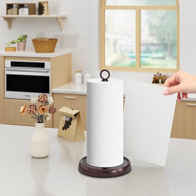 Oil Rubbed Bronze Paper Towel Holder Countertop, Oil Rubbed Bronze Kitchen Accessories Decor, Stainless Steel, Weighted Base, Paper Towel Stand for Bathroom Farmhouse Essentials - Image 8