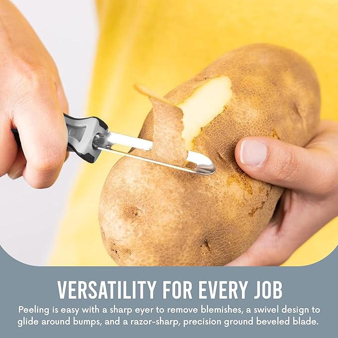 Linden Sweden Soft Grip Peeler - Gray | Rust Resistant Vegetable Peeler with Ergonomic Handle for Safety and Control | Dishwasher Safe Potato Peelers for Kitchen Made in Sweden | 9"L x 2.5"W | 6.5" - Image 3