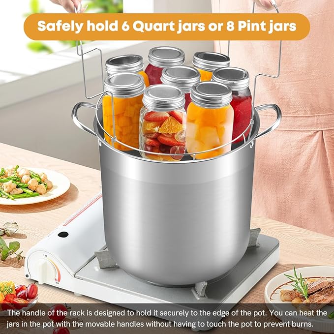 21.5 QT Stainless Steel Canning Pot with Lid, Rack & Canning Tools Set, Canning Supplies Kit Water Bath Canner for Beginner