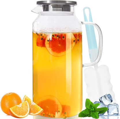 Yirilan Glass Pitcher, 2 Liter(68oz) Water Pitcher with Lid and Spout, Large Pitchers for Drinks, Water Carafe Jug, Beverage Pitchers by Yirilan