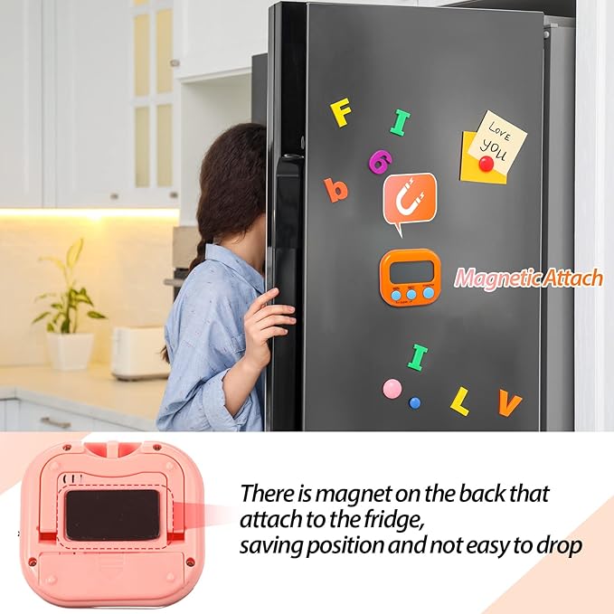 Weewooday 24 Pcs Digital Kitchen Timer Magnetic Timer Bulk On/Off Switch Minute Second Count up Countdown Loud Alarm for Exercise Cook Baking (Pink,Orange) - Image 5
