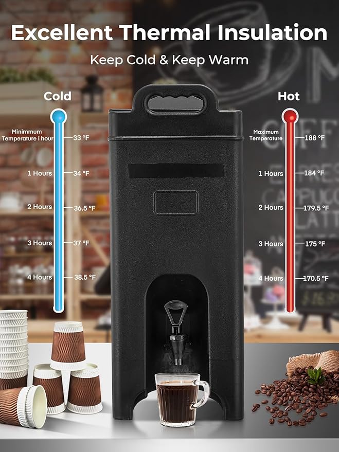 Insulated Beverage Dispenser 5 Gal, Commercial Hot/Cold Drink Dispenser for Coffee Shop, Large Parties, Church Gatherings, Camping, Heavy Duty Beverage Cooler with Faucet for Outdoor (No Electricity) - Image 2