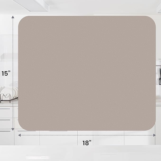 WISELIFE Dish Drying Mat Super Absorbent Drying Mat Large Dish Drying Mats for Kitchen Counter Easy Clean Dish Mat Kitchen Drying Mat15"x 18" Classic Khaki - Image 3