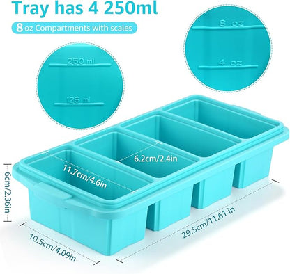 Ztomine Silicone Freezer Tray With Lid - Silicone Freezer Food Molds- Large Ice Cube Tray,4-Pack Silicone Freezer Container,Freeze & Store Soup, Sauce, Broth,Leftovers - Makes 4 Perfect 1 Cup - Image 7