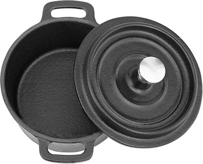 Flavehc Mini Cocotte 16 oz Pre-Seasoned Mini Dutch Oven 0.5 qt. Cast Iron Garlic Roaster for Oven Garlic Confit Pot Ramekins with Lids Oven Safe Set of 2