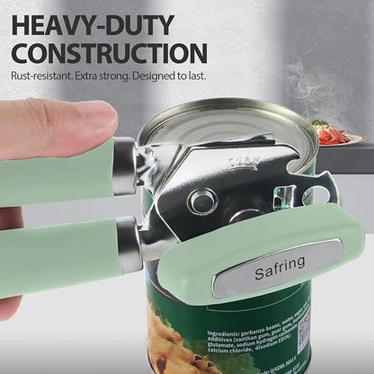 Safring Can Opener Manual, Heavy Duty Handheld Strong Can Opener with Soft Touch Handle, Sharp Blade Smooth Edge, Can Openers with Multifunctional Bottle Opener, Mint - Image 6