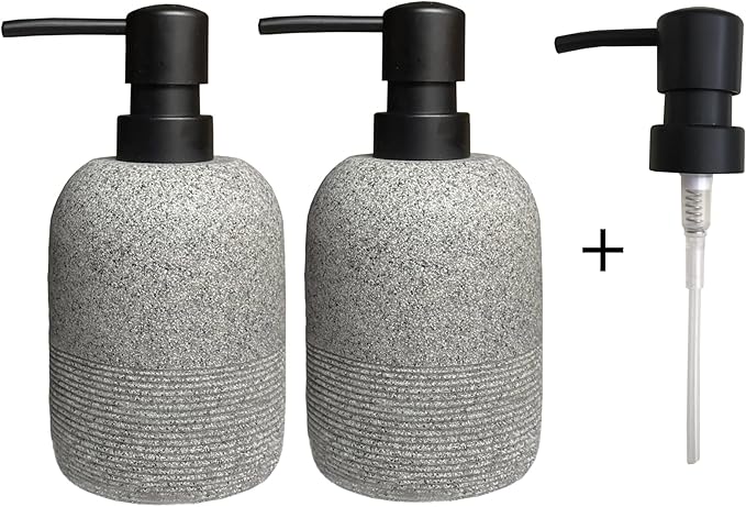 GalDal 2pcs/Set Grey Soap Lotion Dispenser with A Spare Pump,Liquid Hand Soap Dispenser Sets for Bathroom Countertop, Soap Dispenser for Kitchen. - Image 7