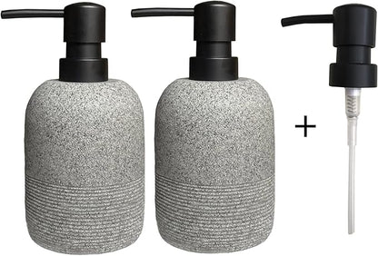 GalDal 2pcs/Set Grey Soap Lotion Dispenser with A Spare Pump,Liquid Hand Soap Dispenser Sets for Bathroom Countertop, Soap Dispenser for Kitchen. - Image 7