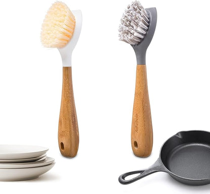 Full Circle Double Dish Brush Set – Durable Scrub Brushes for Dishes, Pots, Pans, and Cast Iron, Includes Be Good & Tenacious C, Sustainable 2-Pack by FULLCIRCLE