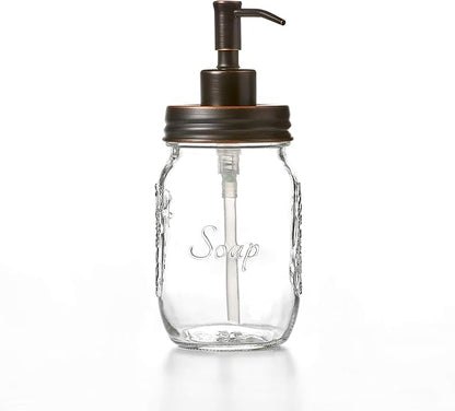 Mason Jar Soap and/or Lotion Dispenser for Hand Sanitizer, Liquid Soap or Hand/Body Lotion (Oil Rubbed Bronze, Single 16oz)