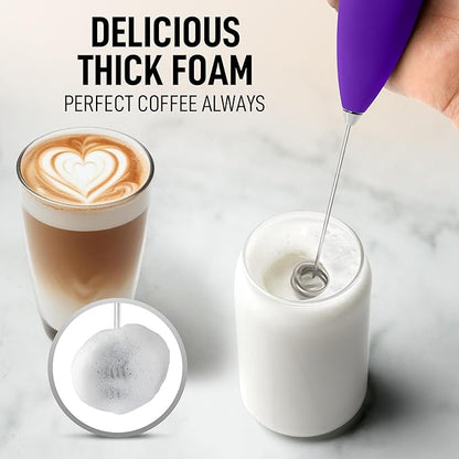 Zulay Kitchen Whisk Milk Frother with 4 Duracell Batteries - Powerful Handheld Foam Maker for Coffee, Lattes, Matcha, Hot Chocolate & Cappuccinos - Whip Creamy Froth in Seconds - Image 2