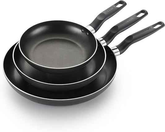 T-Fal Classic Nonstick Fry Pan Set 3 Piece: 8, 9.5, & 12 Inch, Oven Broiler Safe 350F, Kitchen Cookware Set, Pots and Pans Set Non Stick, Frying Pans, Skillets, Dishwasher Safe, Black by T-falbrand