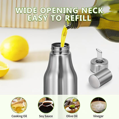 Stainless Steel Oil Dispenser Bottle - Leak-Proof Olive Oil Decanter for Kitchen(17Oz) - Image 4