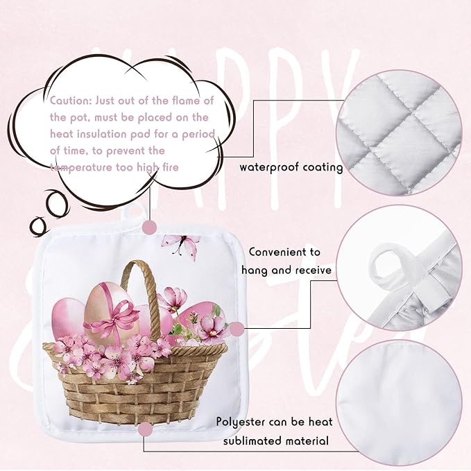 Patelai 12 Pieces Blank Sublimation Oven Mitts Set Include Blank Sublimation Heat Resistance Oven Gloves and Pot Holders for DIY Kitchen Dining Room Accessories