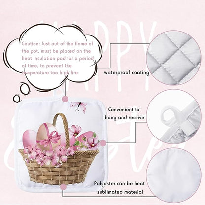 Patelai 12 Pieces Blank Sublimation Oven Mitts Set Include Blank Sublimation Heat Resistance Oven Gloves and Pot Holders for DIY Kitchen Dining Room Accessories