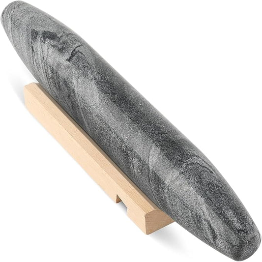 Koville African Natural Grey Marble French Rolling Pin, 12inch Non-Stick Rolling Pin for Baking, Dough Roller for Pasta, Dumpling, Fondant, Pie, Bread, Pizza, Kitchen Baking Tools by Koville