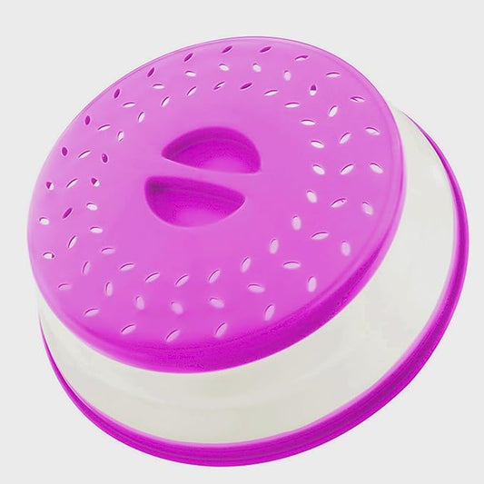 Collapsible Microwave Splatter Cover, Microwave Plate Cover With Steam Vent(10.5 IN,purple)