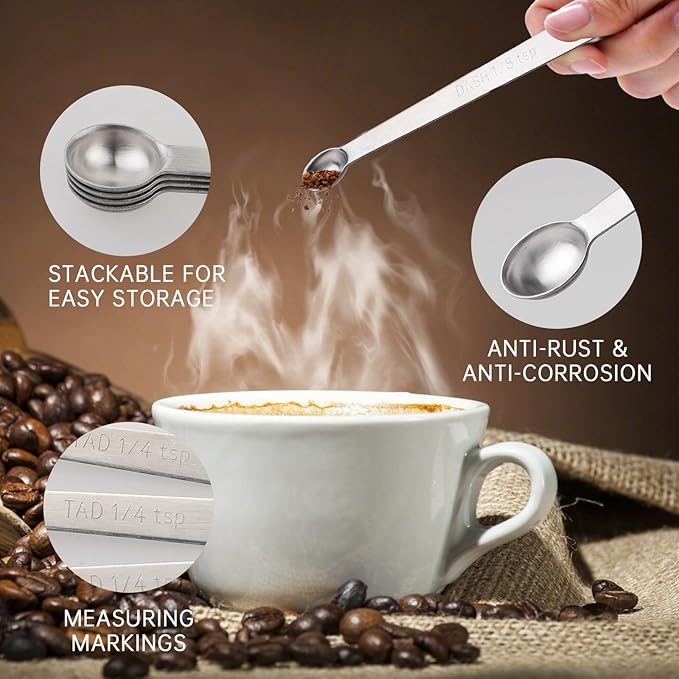 4 PCS 1/4 Teaspoon (1/4 Tsp | 1.25 mL | 1.25 cc) Single Measuring Spoon, Stainless Steel 1/4 Tsp Small Measuring Spoon Mini Measuring Spoons - Image 3
