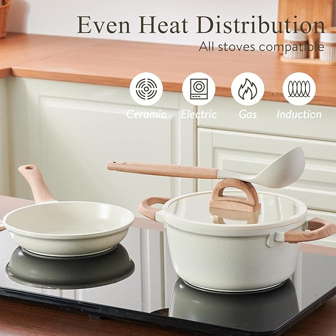 Pots and Pans Set Non Stick Ceramic Cookware Set 22-Piece Nonstick Kitchen Cooking Sets Stockpot Saucepan Frying Pans - Image 5