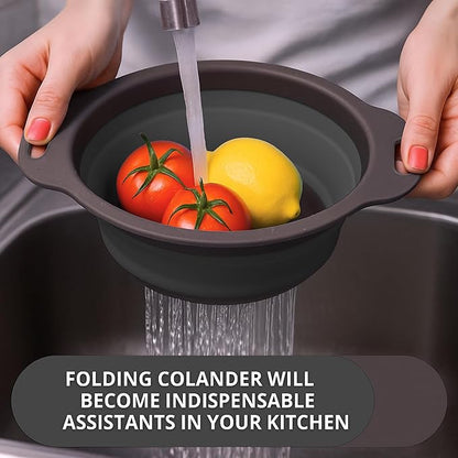 Black Silicone Collapsible Colanders - Kitchen Plastic Foldable Strainers for Pasta Small Camping Colander Bowl for Food - Image 6