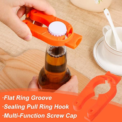 6 Pcs Water Bottle Opener Plastic Bottle Cap Opener Multi-Purpose Orange Soda Can Openers Plastic Jar Grip for Weak Hands Home Kitchen Camping Outdoor Adventure