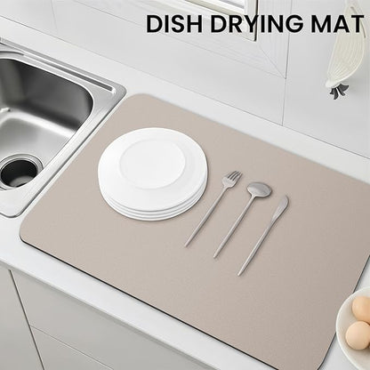 WISELIFE Dish Drying Mat Super Absorbent Drying Mat Large Dish Drying Mats for Kitchen Counter Easy Clean Dish Mat Kitchen Drying Mat18"x 28" Classic Khaki - Image 7