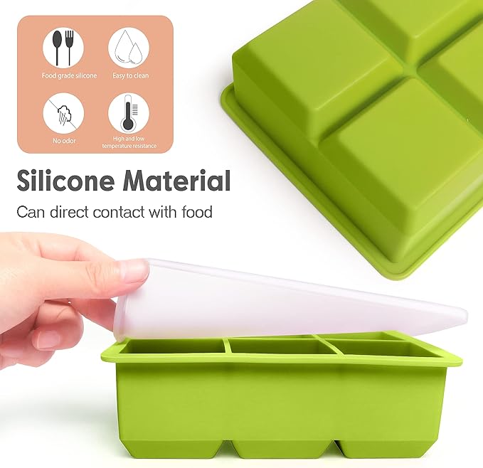 Excnorm Silicone Ice Cube Trays 3 Pack - Large Size Silicone Ice Cube Molds with Leak Proof Removable Lid Square Ice Cube Tray And BPA Free for Cocktail,Whiskey, Stackable Flexible Ice - Image 6