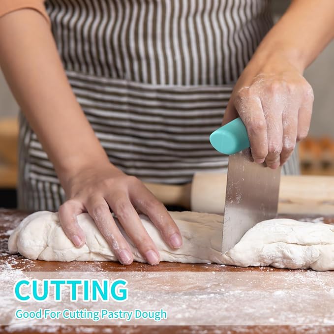ALLTOP Pastry Blender & Bench Scraper - Premium Kitchen Baking Essential Gadget Set for Cake and Bread Making - Stainless Steel Dough Scraper&Butter Cutter for Homemade Delights - Turquoise - Image 5
