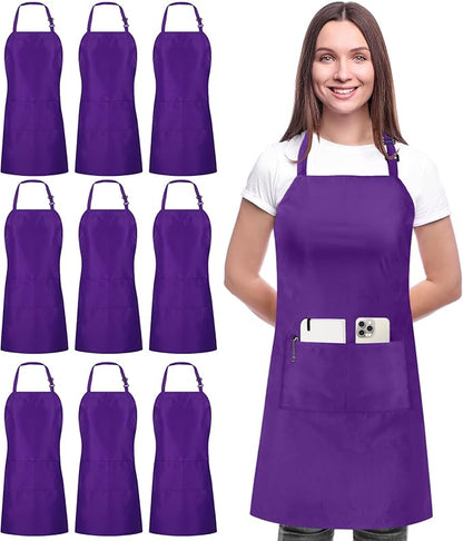 Utopia Kitchen 10 Pack Bib Apron Adjustable with 2 Pockets, Water and Oil Resistant, Cooking Kitchen Chef Apron for Women Men by UTOPIAKITCHEN